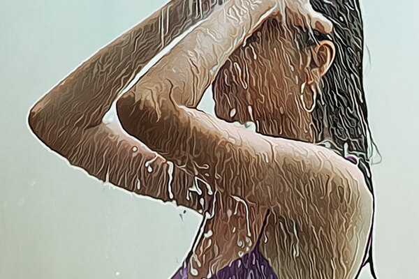 woman on a shower