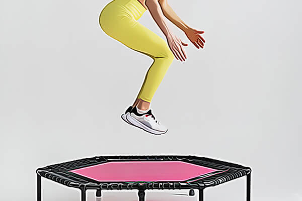 woman bouncing a trampoline
