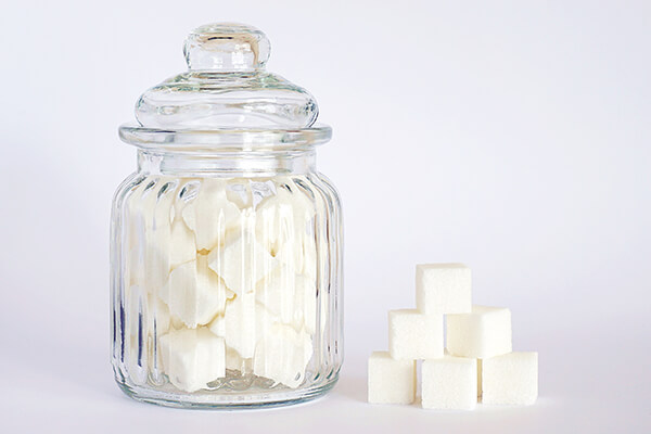 bottle of sugar cubes