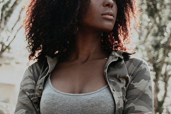 woman with curly hair